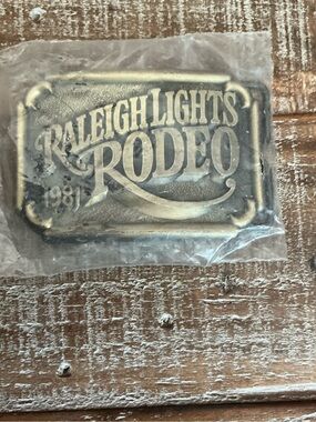 Raleigh Lights Rodeo 1981 Brass Belt Buckle